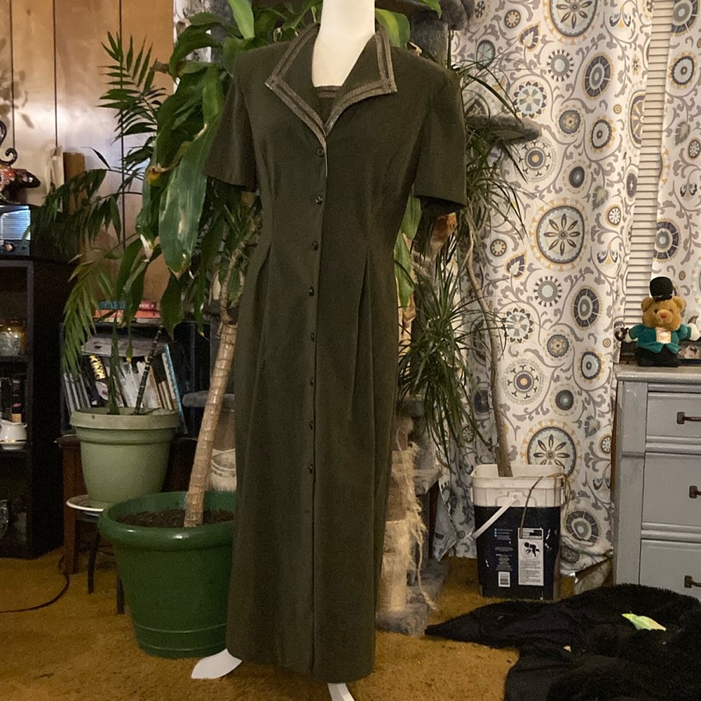 Miss Dorby maxi dress faux suede olive green